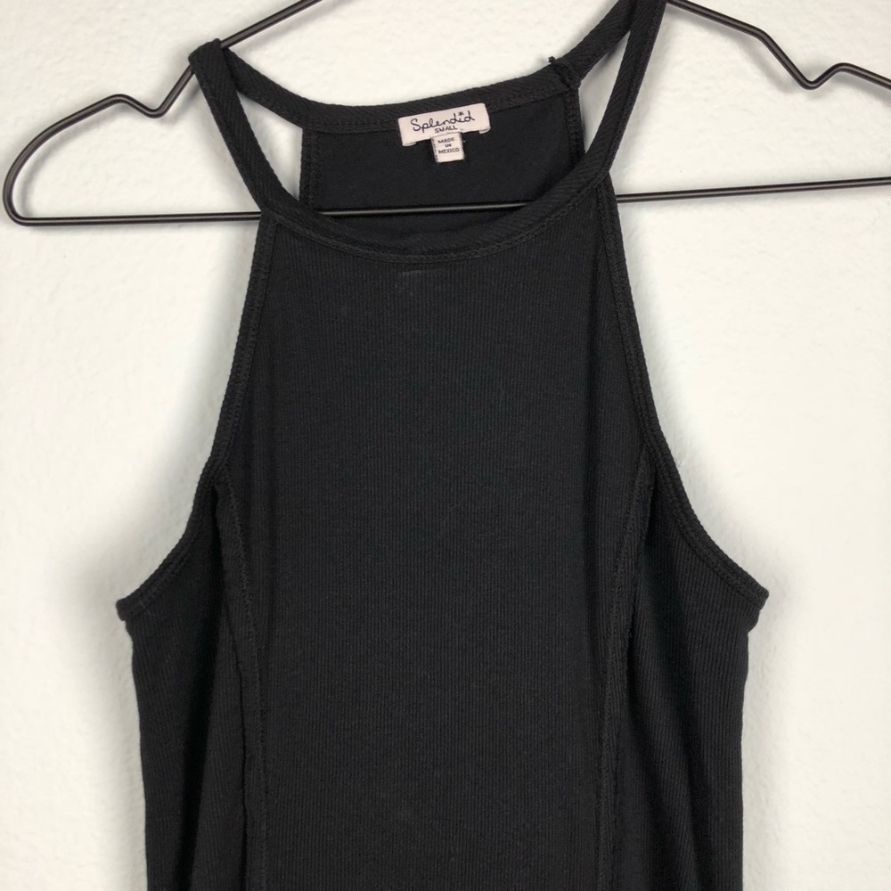 Splendid • Black Ribbed Tank Bodycon Basic Dress - Picture 4 of 8